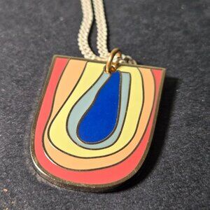Larissa Loden necklace enamel rainbow Eevi white chain 20" gold